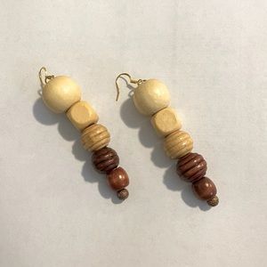 NEW WOODEN BEADED EARRINGS